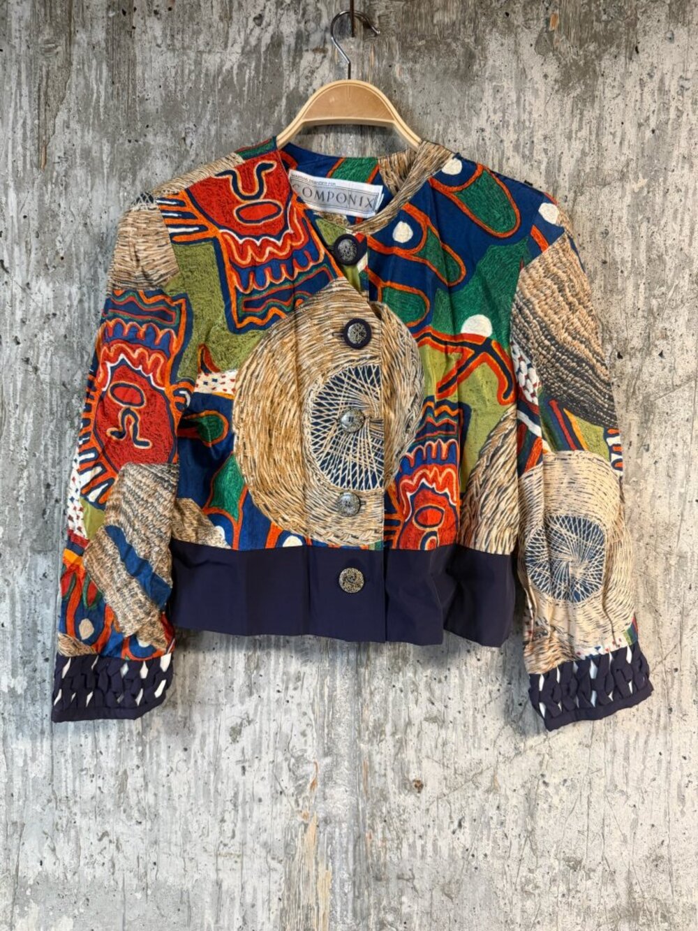 COMPONIX Women's Vintage Abstract Print Cropped Jacket Size 6